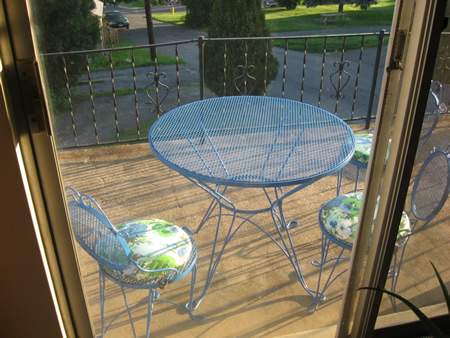 Blue outdoor Metal table